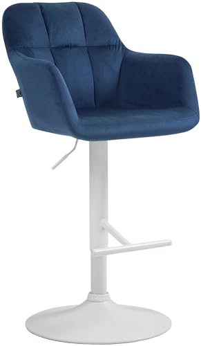 CLP Barhocker Natoma Samt I 360° Drehbar, Metallgestell Höhenverstellbar Mit Fußstütze I Tresenhocker Mit Gepolstertem Sitz Und Rücklehne, Farbe:blau, Material Gestell:Metall matt Weiss CLP Barhocker Natoma Samt I 360° Drehbar, Metallgestell Höhenverstellbar Mit Fußstütze I Tresenhocker Mit Gepolstertem Sitz Und Rücklehne, Farbe:blau, Material Gestell:Metall matt Weiss von CLP