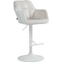 Barhocker Natoma Samt creme Metall matt weiss von CLP