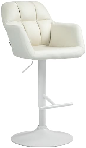 CLP Barhocker Natoma Stoff I 360° Drehbar, Metallgestell Höhenverstellbar Mit Fußstütze I Thekenhocker Für Bar Mit Gepolsterte Sitzfläche, Farbe:Creme, Material Gestell:Metall matt Weiss CLP Barhocker Natoma Stoff I 360° Drehbar, Metallgestell Höhenverstellbar Mit Fußstütze I Thekenhocker Für Bar Mit Gepolsterte Sitzfläche, Farbe:Creme, Material Gestell:Metall matt Weiss von CLP