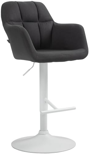 CLP Barhocker Natoma Stoff I 360° Drehbar, Metallgestell Höhenverstellbar Mit Fußstütze I Thekenhocker Für Bar Mit Gepolsterte Sitzfläche, Farbe:schwarz, Material Gestell:Metall matt Weiss CLP Barhocker Natoma Stoff I 360° Drehbar, Metallgestell Höhenverstellbar Mit Fußstütze I Thekenhocker Für Bar Mit Gepolsterte Sitzfläche, Farbe:schwarz, Material Gestell:Metall matt Weiss von CLP