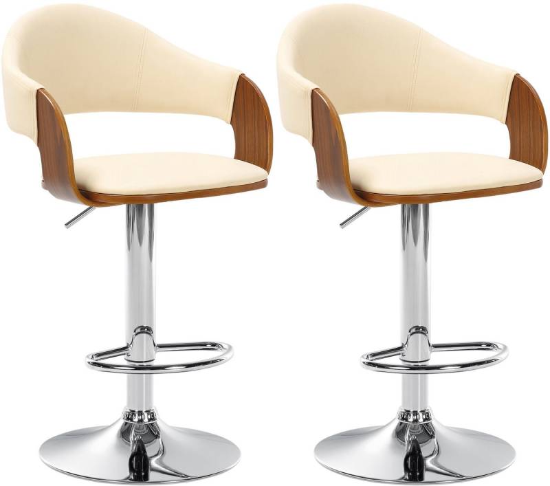 CLP Barhocker Nilse (2er Set, 2 St., 2er), Holzsitzschale mit Kunstlederbezug von CLP