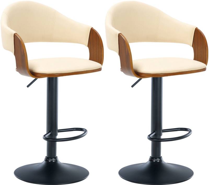 CLP Barhocker Nilse (2er Set, 2 St., 2er), Holzsitzschale mit Kunstlederbezug von CLP
