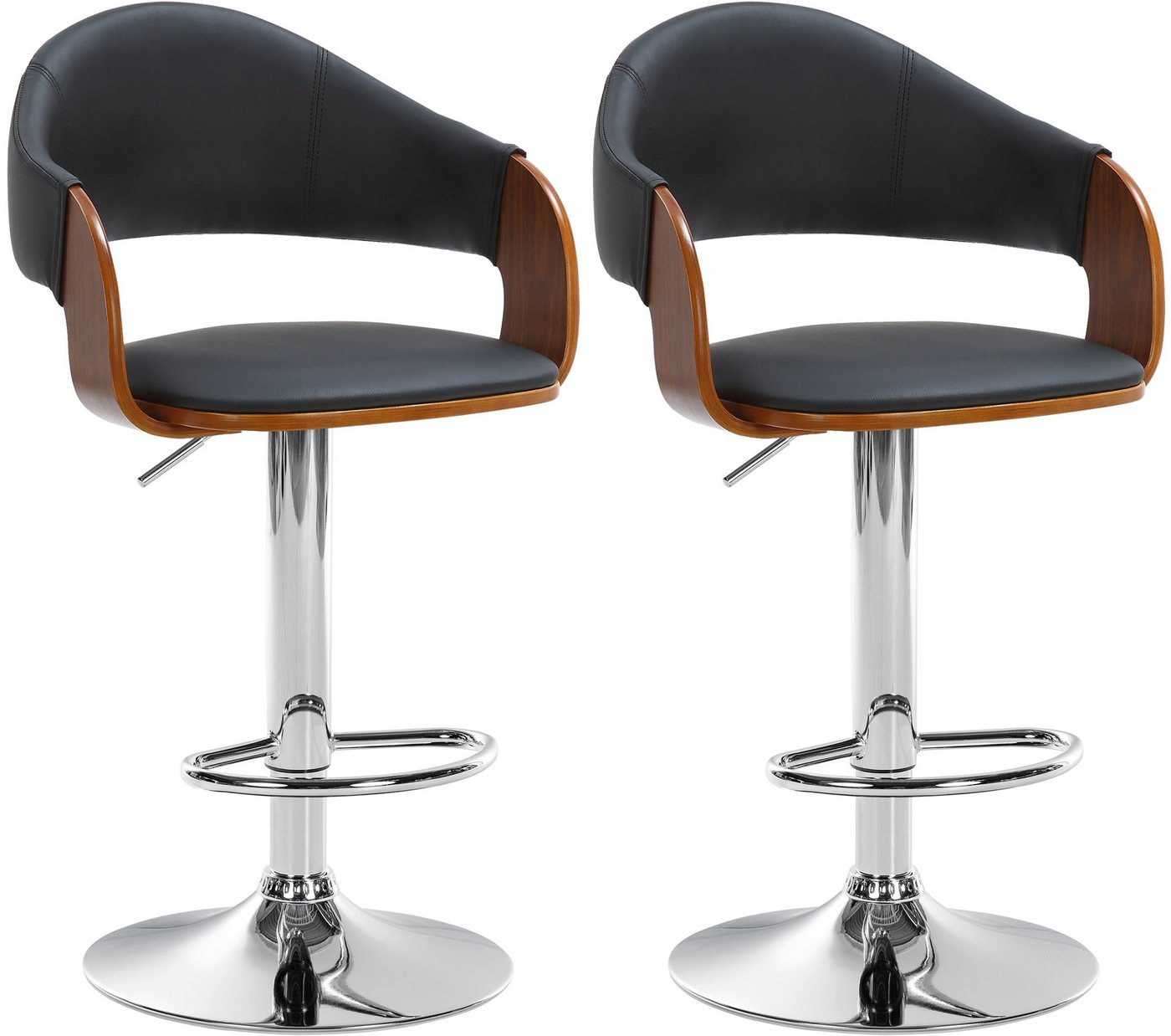CLP Barhocker Nilse (2er Set, 2 St., 2er), Holzsitzschale mit Kunstlederbezug von CLP