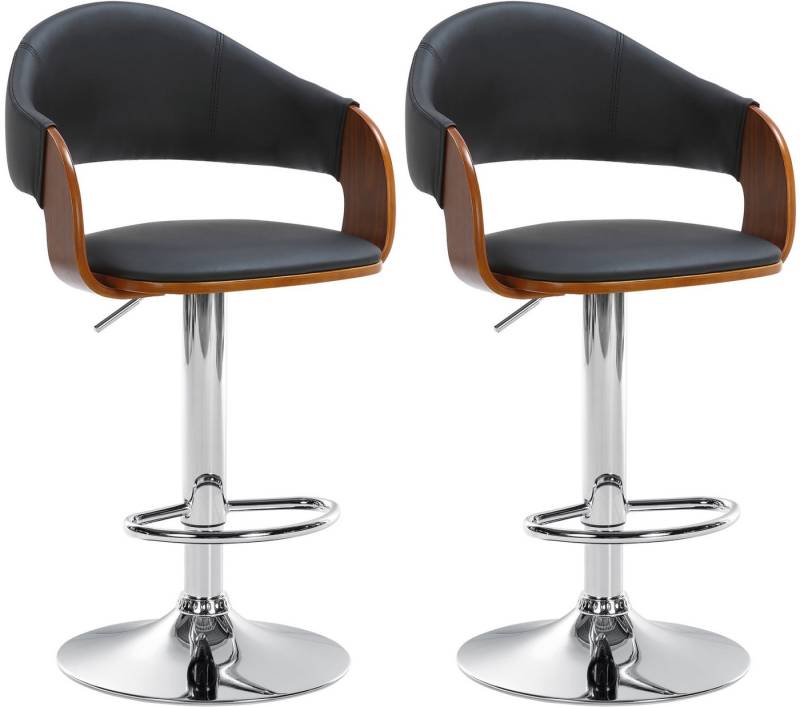 CLP Barhocker Nilse (2er Set, 2 St., 2er), Holzsitzschale mit Kunstlederbezug von CLP