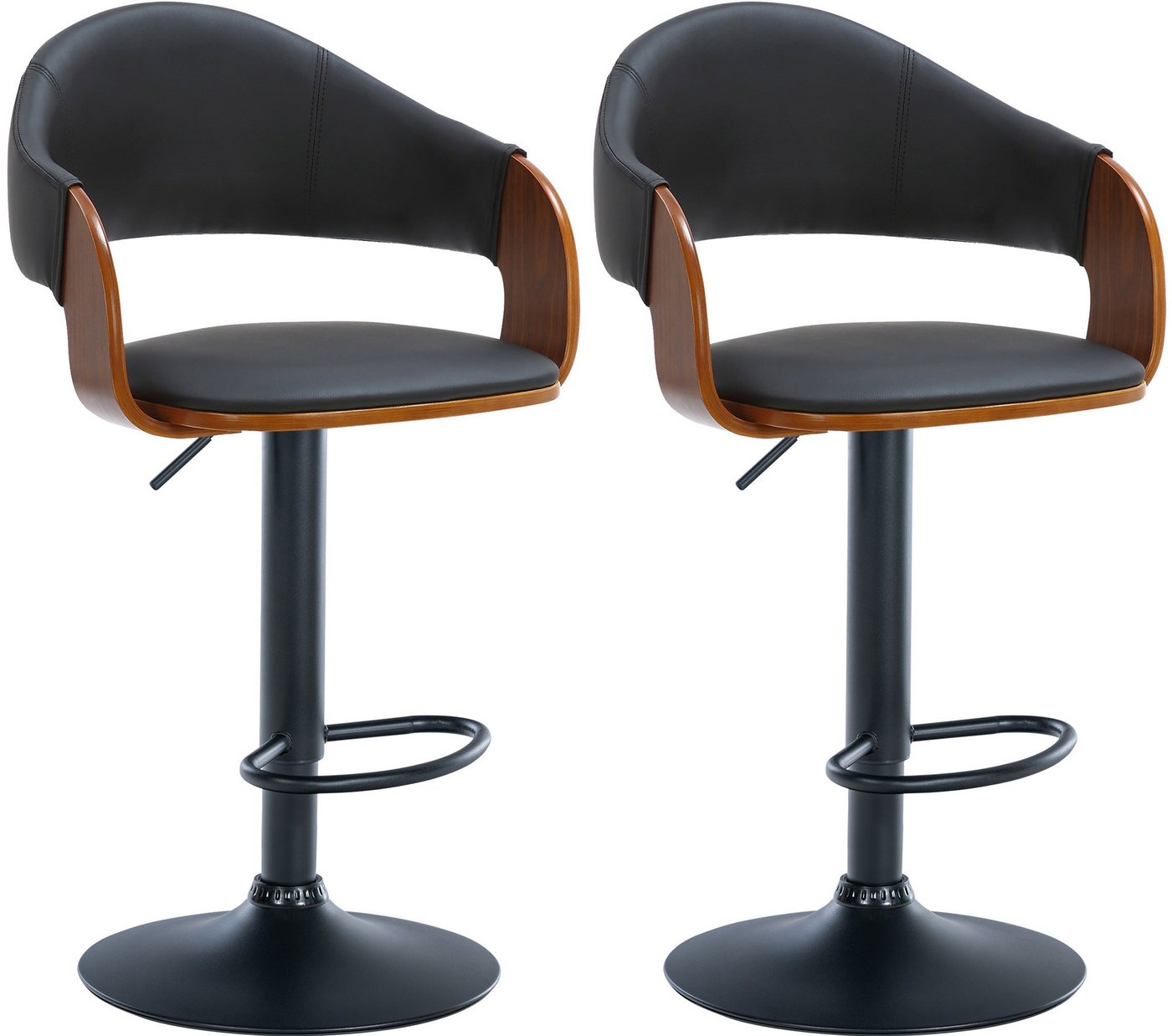 CLP Barhocker Nilse (2er Set, 2 St., 2er), Holzsitzschale mit Kunstlederbezug von CLP