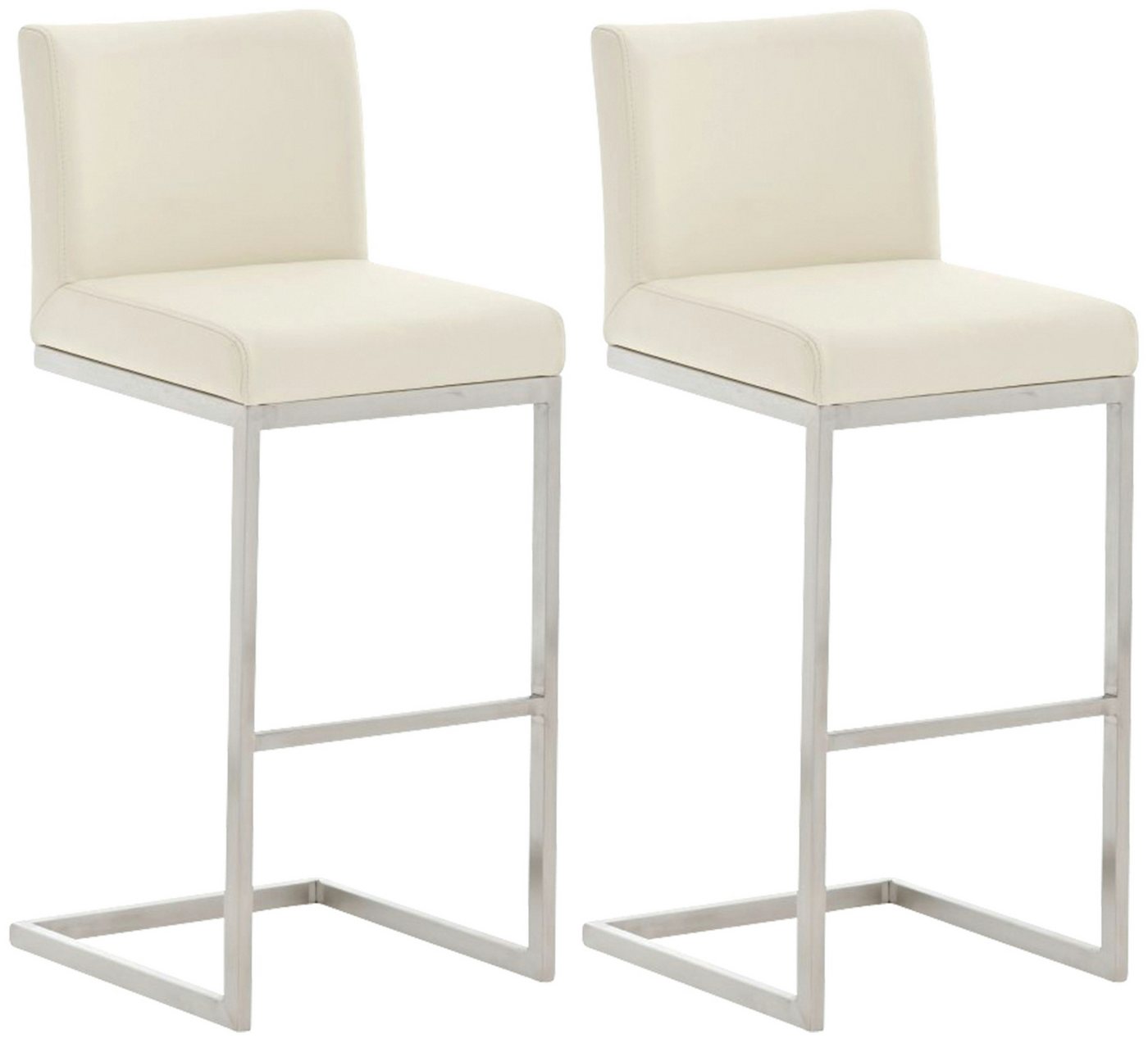 CLP Barhocker Paros Kunstleder (2er Set, 2 St., 2er), mattgebürstetes Edelstahl von CLP