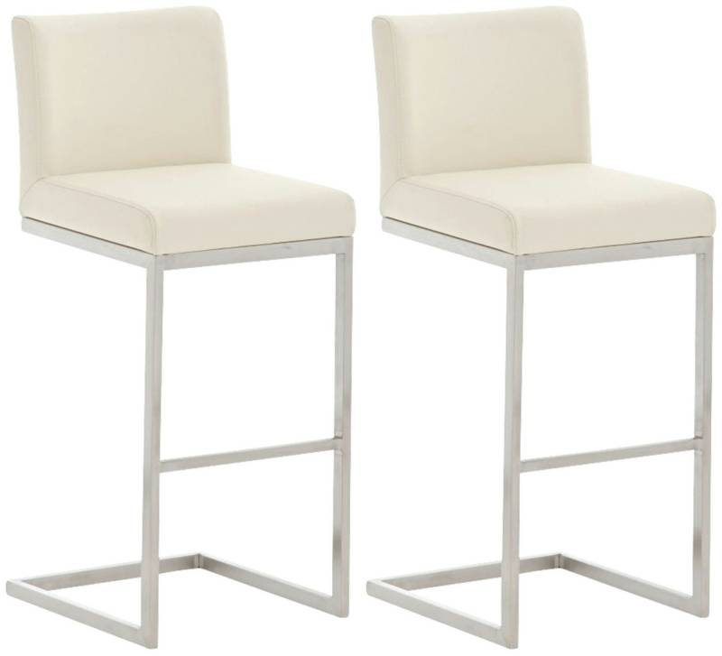 CLP Barhocker Paros Kunstleder (2er Set, 2 St., 2er), mattgebürstetes Edelstahl von CLP