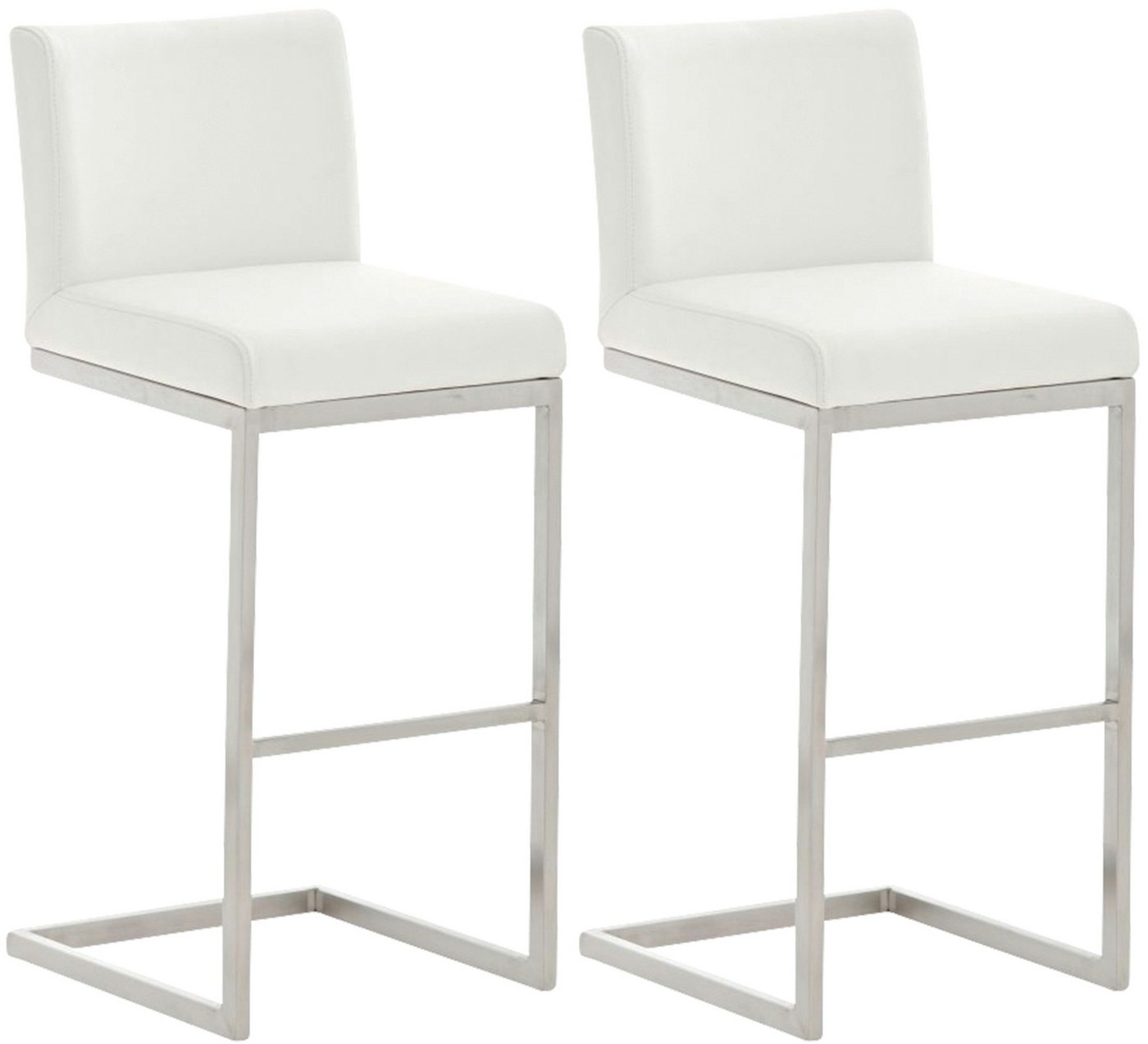 CLP Barhocker Paros Kunstleder (2er Set, 2 St., 2er), mattgebürstetes Edelstahl von CLP