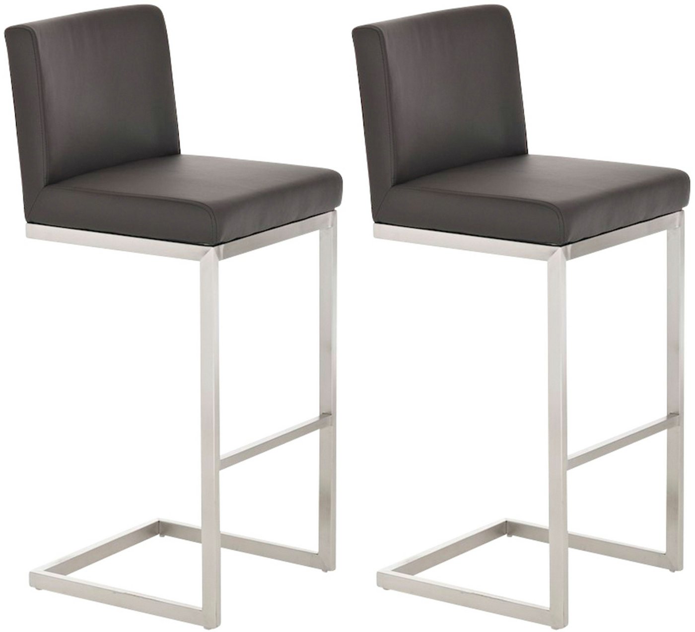 CLP Barhocker Paros Kunstleder (2er Set, 2 St., 2er), mattgebürstetes Edelstahl von CLP