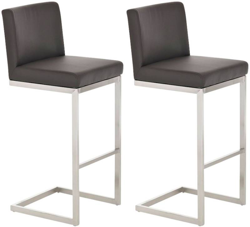 CLP Barhocker Paros Kunstleder (2er Set, 2 St., 2er), mattgebürstetes Edelstahl von CLP