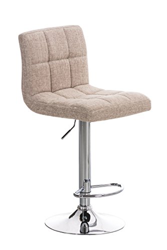 CLP Barhocker Peru Mit Stoffbezug I Höhenverstellbarer Barstuhl Mit Lehne I Thekenhocker Mit Metallgestell In Chrom-Optik, Farbe:Creme von CLP