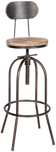 CLP Barhocker Pino I Höhenverstellbarer Barstuhl mit Holzsitz und Rückenlehne I Thekenhocker höhenverstellbar und drehbar, Farbe:Bronze von CLP
