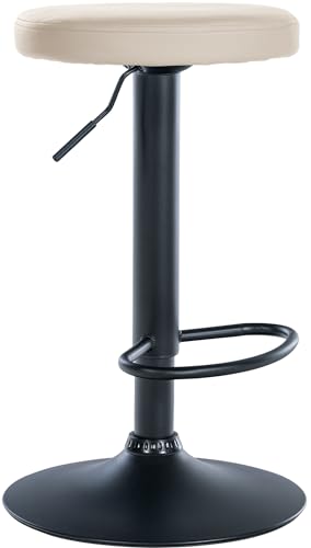 CLP Barhocker Ponte Kunstleder I Höhenverstellbarer Stuhl, Farbe:Creme, Gestell Farbe:schwarz von CLP