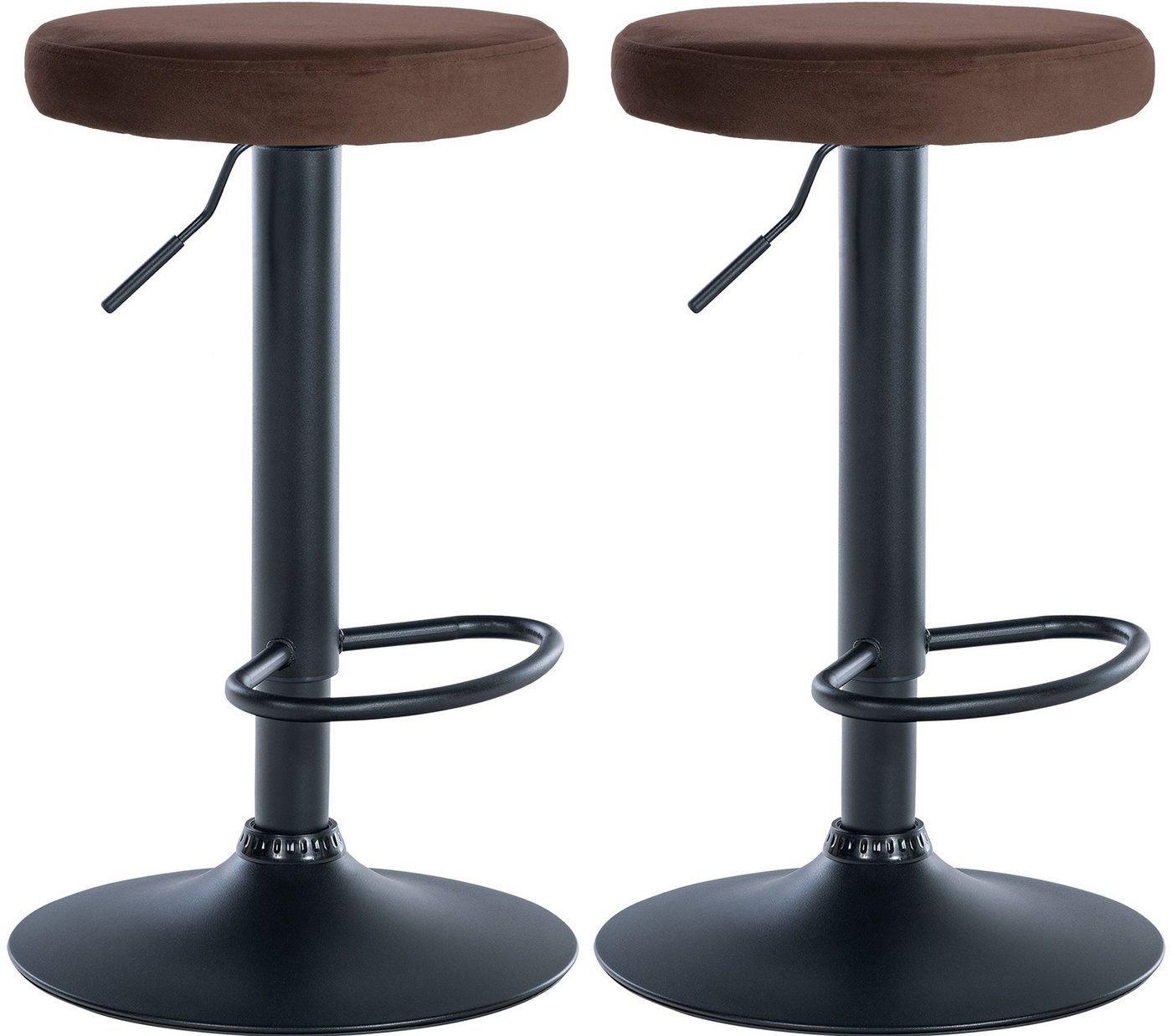 CLP Barhocker Ponte Samt (2er Set, 2 St., 2er), drehbar und höhenverstellbar von CLP