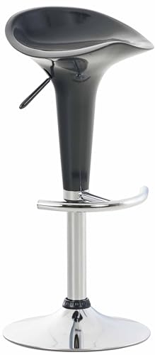 CLP Barhocker Saddle mit drehbarem Kunsttoffsitz und Fußablage I Höhenverstellbarer Hocker mit Metallgestell in Chrom-Optik, Farbe:grau von CLP
