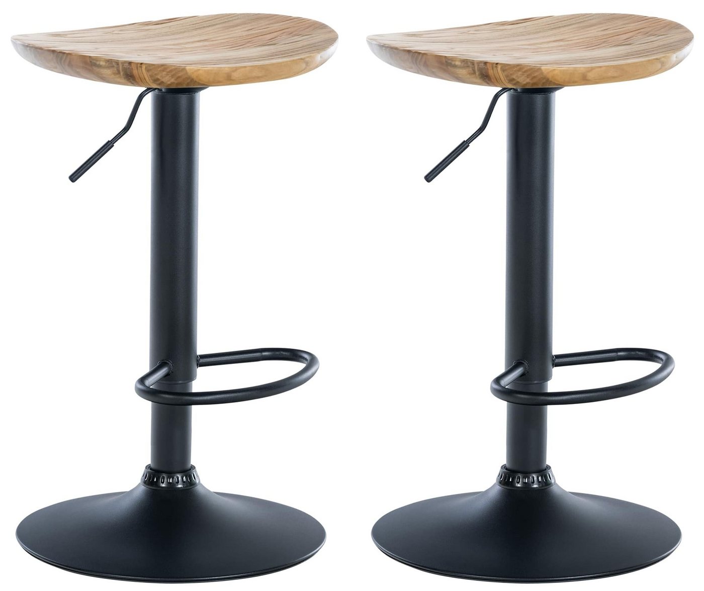 CLP Barhocker Skelde (2er Set, 2 St., 2er), höhenverstellbar, Massivholz-Sitz von CLP