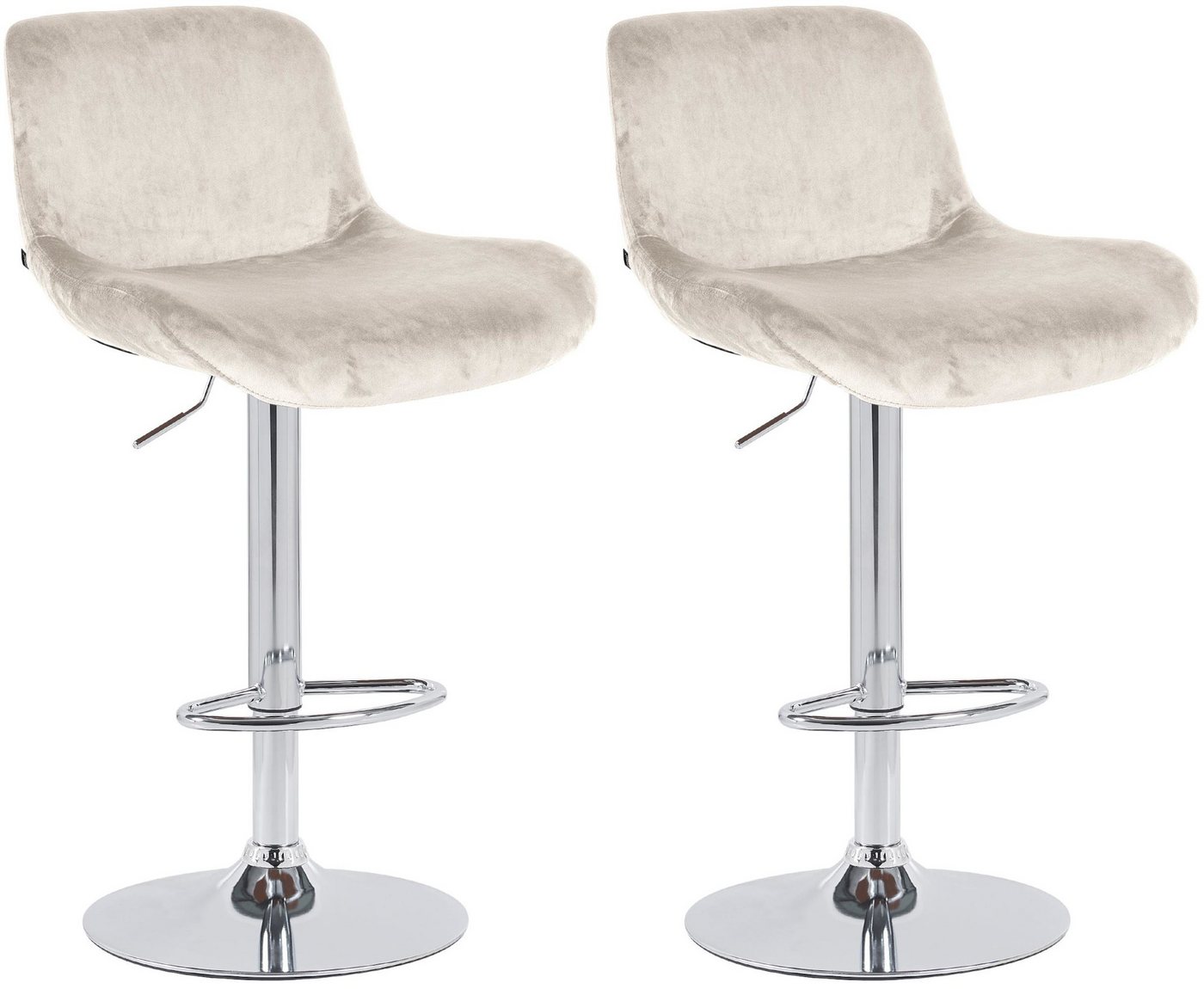 CLP Barhocker Solon (2er Set, 2 St., 2er), Samt- oder Stoffbezug, Metall in Chromoptik von CLP