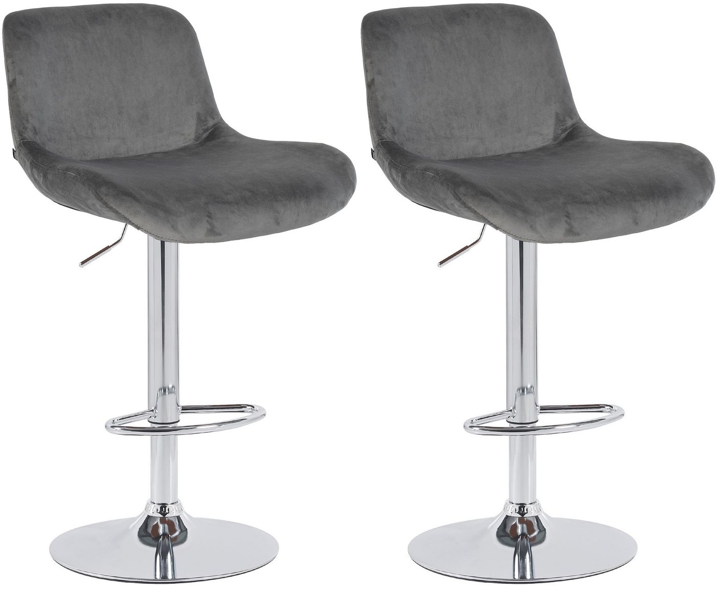 CLP Barhocker Solon (2er Set, 2 St., 2er), Samt- oder Stoffbezug, Metall in Chromoptik von CLP