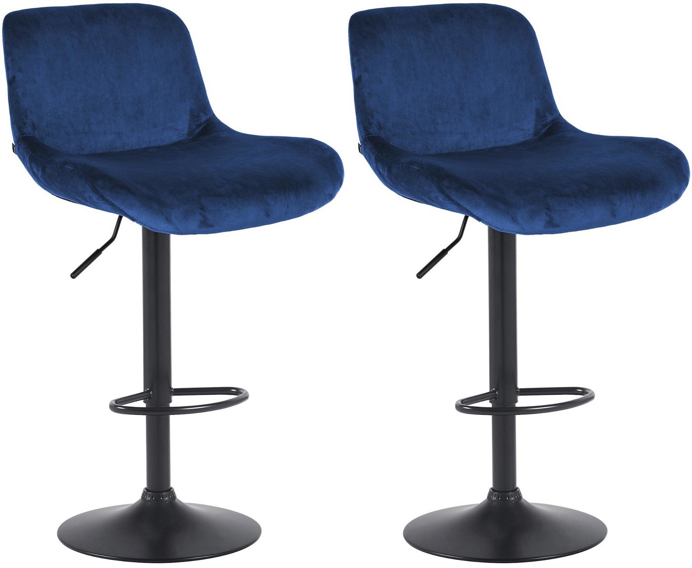CLP Barhocker Solon (2er Set, 2 St., 2er), Samt- oder Stoffbezug, matt-schwarzes Metall von CLP