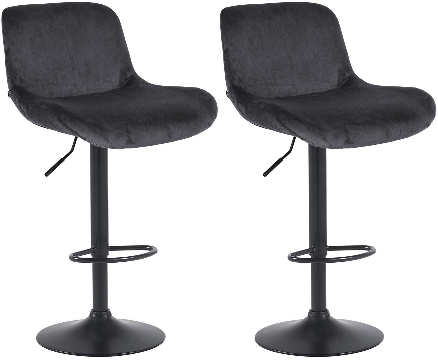 CLP Barhocker Solon (2er Set, 2 St., 2er), Samt- oder Stoffbezug, matt-schwarzes Metall von CLP