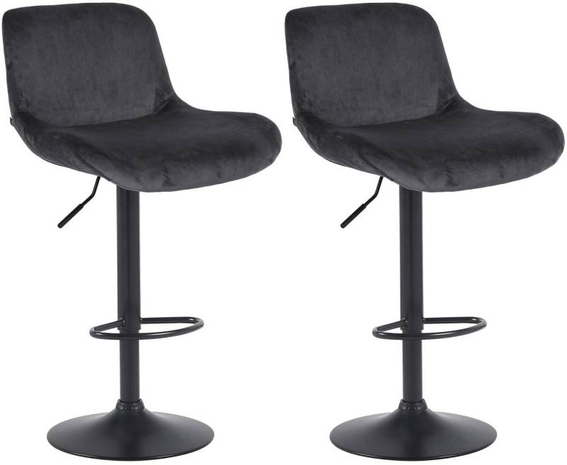 CLP Barhocker Solon (2er Set, 2 St., 2er), Samt- oder Stoffbezug, matt-schwarzes Metall von CLP