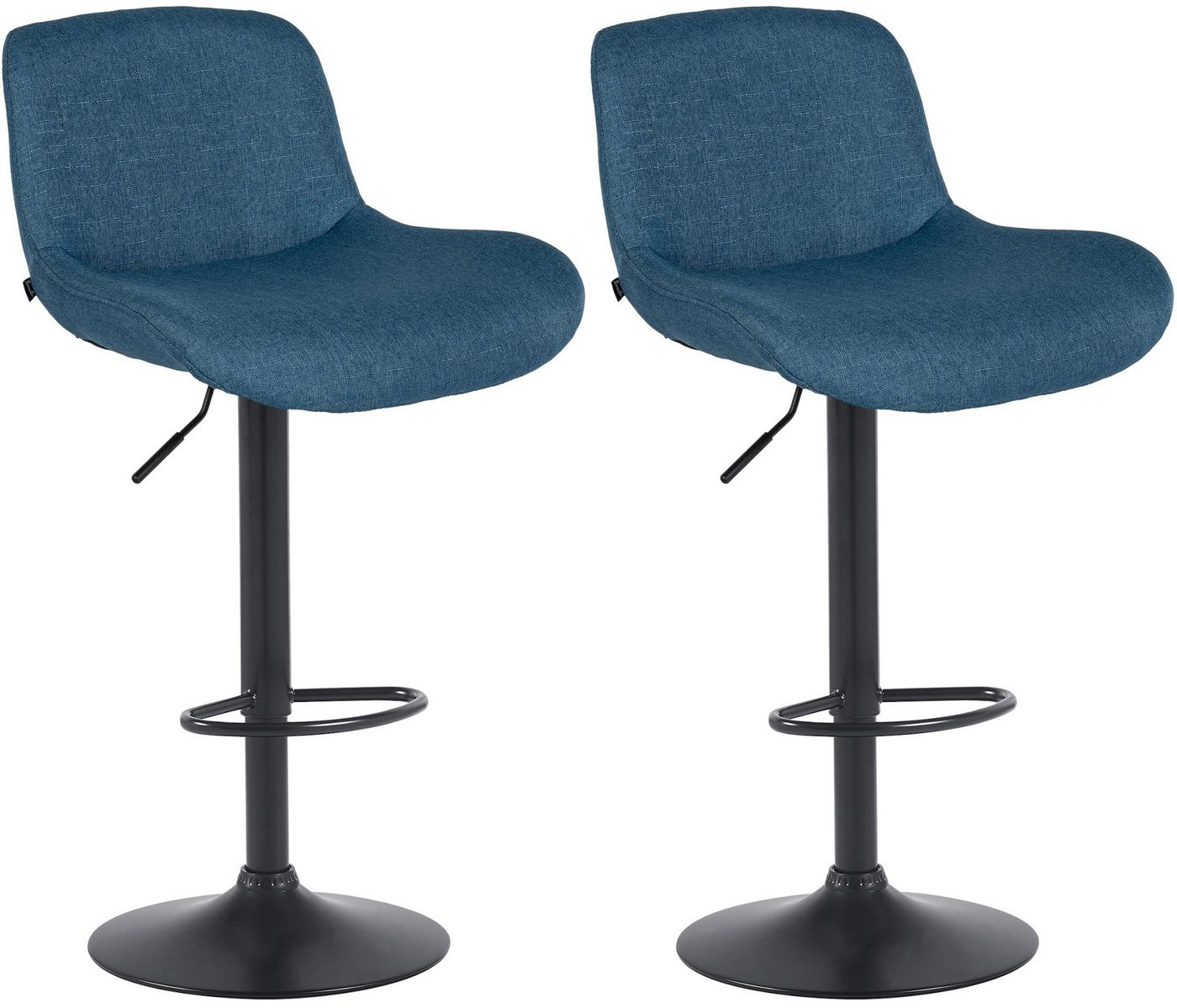 CLP Barhocker Solon (2er Set, 2 St., 2er), Samt- oder Stoffbezug, matt-schwarzes Metall von CLP