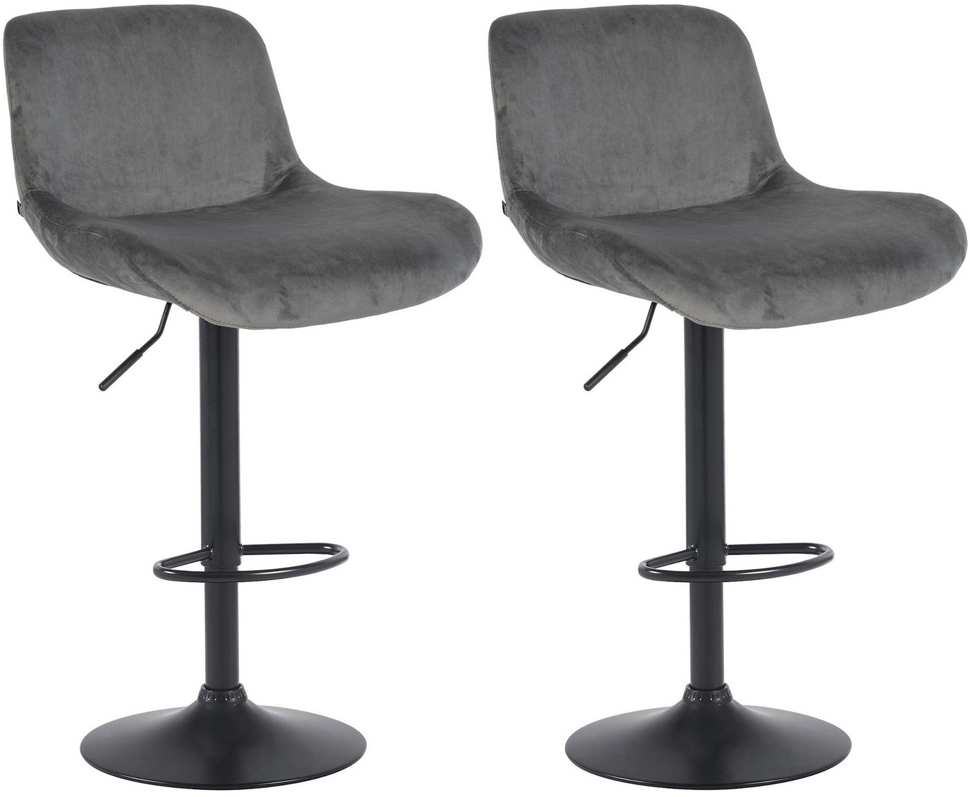 CLP Barhocker Solon (2er Set, 2 St., 2er), Samt- oder Stoffbezug, matt-schwarzes Metall von CLP