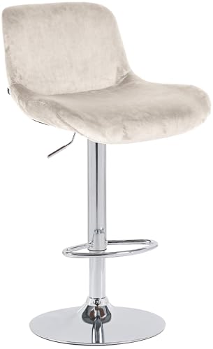 CLP Barhocker Solon Chrom I Samtbezug oder Stoffbezug I Barstuhl höhenverstellbar und drehbar I gepolsterter Tresenhocker mit Rückenlehne, Farbe:Creme, Material:Samt CLP Barhocker Solon Chrom I Samtbezug oder Stoffbezug I Barstuhl höhenverstellbar und drehbar I gepolsterter Tresenhocker mit Rückenlehne, Farbe:Creme, Material:Samt von CLP