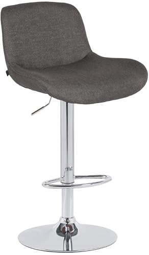 CLP Barhocker Solon Chrom I Samtbezug oder Stoffbezug I Barstuhl höhenverstellbar und drehbar I gepolsterter Tresenhocker mit Rückenlehne, Farbe:dunkelgrau, Material:Stoff CLP Barhocker Solon Chrom I Samtbezug oder Stoffbezug I Barstuhl höhenverstellbar und drehbar I gepolsterter Tresenhocker mit Rückenlehne, Farbe:dunkelgrau, Material:Stoff von CLP