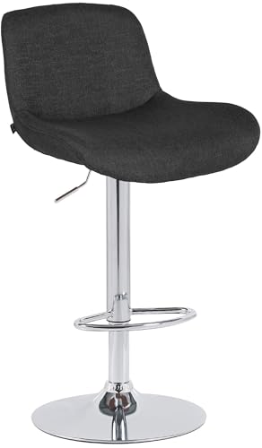 CLP Barhocker Solon Chrom I Samtbezug oder Stoffbezug I Barstuhl höhenverstellbar und drehbar I gepolsterter Tresenhocker mit Rückenlehne, Farbe:schwarz, Material:Stoff CLP Barhocker Solon Chrom I Samtbezug oder Stoffbezug I Barstuhl höhenverstellbar und drehbar I gepolsterter Tresenhocker mit Rückenlehne, Farbe:schwarz, Material:Stoff von CLP
