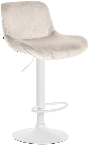 CLP Barhocker Solon Weiß I Samtbezug oder Stoffbezug I Barstuhl höhenverstellbar und drehbar I gepolsterter Tresenhocker mit Rückenlehne, Farbe:Creme, Material:Samt CLP Barhocker Solon Weiß I Samtbezug oder Stoffbezug I Barstuhl höhenverstellbar und drehbar I gepolsterter Tresenhocker mit Rückenlehne, Farbe:Creme, Material:Samt von CLP