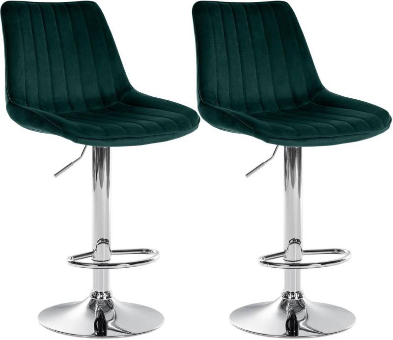 CLP Barhocker Toni Samt (2er Set, 2 St., 2er), drehbar und stufenlos höhenverstellbar von CLP
