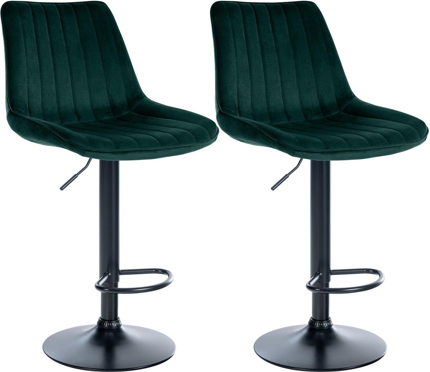 CLP Barhocker Toni Samt (2er Set, 2 St., 2er), drehbar und stufenlos höhenverstellbar von CLP