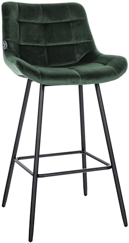 CLP Barhocker Weston I Gepolsterter Sitz Mit Steppmuster I Metallgestell Mit Fußstütze I Samt- Oder Kunstlederbezug I Barstuhl Mit Rückenlehne, Farbe:dunkelgrün, Material:Samt CLP Barhocker Weston I Gepolsterter Sitz Mit Steppmuster I Metallgestell Mit Fußstütze I Samt- Oder Kunstlederbezug I Barstuhl Mit Rückenlehne, Farbe:dunkelgrün, Material:Samt von CLP