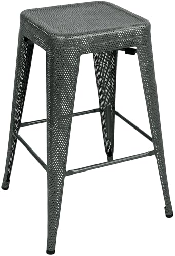 CLP Barhocker im Industrial-Stil, Barstuhl Asheville platzsparend stapelbar, Tresenstuhl aus stabilem Metall, bis 120 kg belastbar, Farbe:grau von CLP
