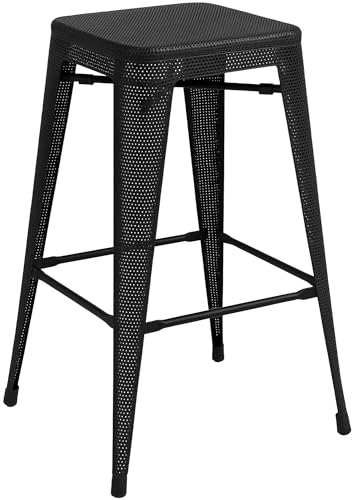CLP Barhocker im Industrial-Stil, Barstuhl Asheville platzsparend stapelbar, Tresenstuhl aus stabilem Metall, bis 120 kg belastbar, Farbe:schwarz von CLP