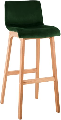CLP Barhocker mit Lehne Hover, Barstuhl Holz Natura gepolstert mit Samtbezug, Tresenstuhl 77cm Sitzhöhe, Farbe:grün CLP Barhocker mit Lehne Hover, Barstuhl Holz Natura gepolstert mit Samtbezug, Tresenstuhl 77cm Sitzhöhe, Farbe:grün von CLP