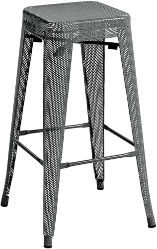 CLP Barhocker stapelbar im Industrial-Look, Barstuhl Etowah mit stabilem Metallgestell, Tresenhocker bis 120 kg belastbar, Farbe:grau von CLP
