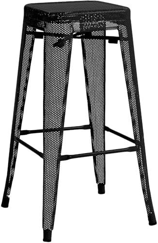 CLP Barhocker stapelbar im Industrial-Look, Barstuhl Etowah mit stabilem Metallgestell, Tresenhocker bis 120 kg belastbar, Farbe:schwarz von CLP