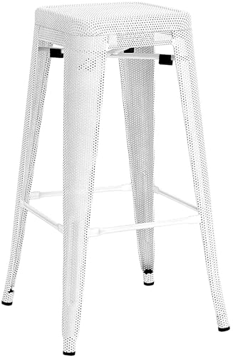 CLP Barhocker stapelbar im Industrial-Look, Barstuhl Etowah mit stabilem Metallgestell, Tresenhocker bis 120 kg belastbar, Farbe:weiß von CLP