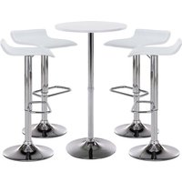 Bartisch Set Esberg i 4 x Barhocker 1 x Stehtisch weiß von CLP