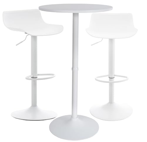 CLP Bartisch-Set Fernie I Runder Stehtisch Und 2X Barhocker Mit Kunststoff-Sitz, Farbe:weiß CLP Bartisch-Set Fernie I Runder Stehtisch Und 2X Barhocker Mit Kunststoff-Sitz, Farbe:weiß von CLP