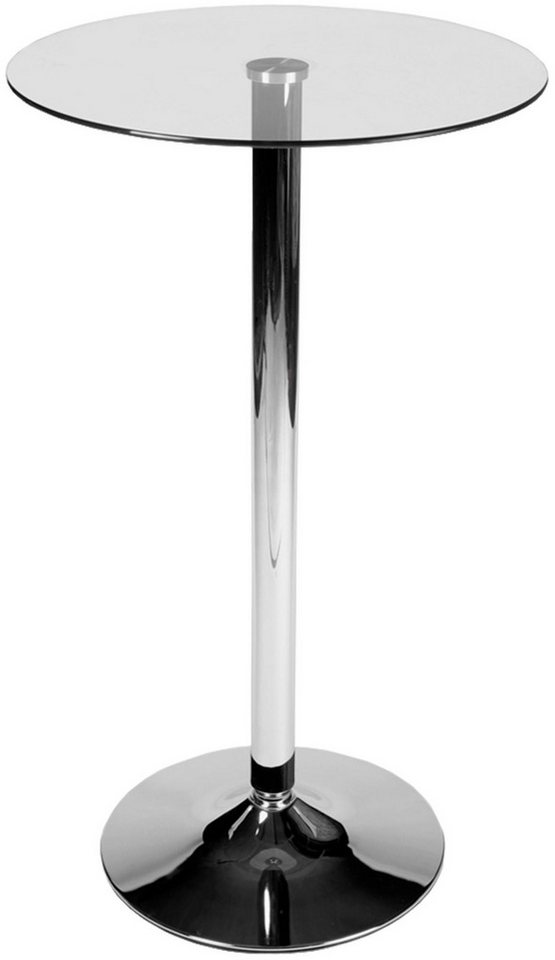 CLP Bartisch Stehtisch Rund, mit Glas-Tischplatte & Metall-Gestell von CLP