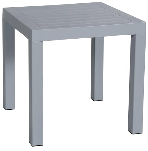 CLP Beistelltisch Ocean I Wetterfester Gartentisch Aus UV-beständigem Kunststoff I Witterungsbeständiger Tisch, Farbe:grau von CLP