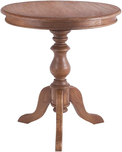 CLP Beistelltisch Wiva, runder Holztisch 70cm Durchmesser für Wohnzimmer und Esszimmer, Mindiholz mit Tischplatte, Farbe:braun von CLP