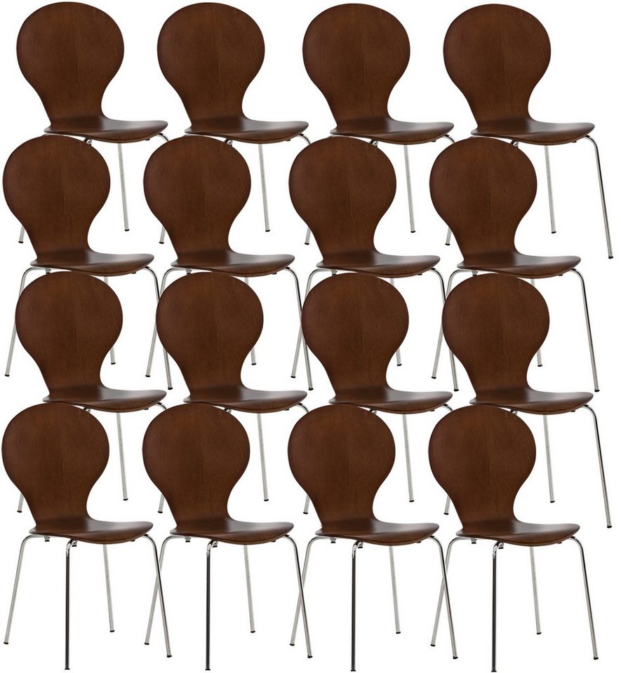 CLP Besucherstuhl Diego (16er Set, 16 St), Holzsitz& stabiles Metallgestell von CLP