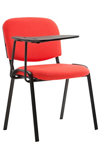 CLP Stuhl Ken mit Klapptisch I Konferenzstuhl Mit Stoff-Bezug I Stabiler Polsterstuhl, Farbe:rot von CLP