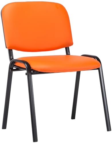 CLP Besucherstuhl Ken mit hochwertiger Polsterung und Kunstlederbezug I Stapelstuhl mit robustem Metallgestell und gepolsterter Rückenlehne, Farbe:orange von CLP