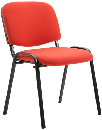 CLP Stapelbarer Besucherstuhl Ken Stoff I Komfortable Polsterung Mit Metallgestell Und Rückenlehne I Stabil, Für Wartezimmer Und Konferenz-Raum, Farbe:rot von CLP