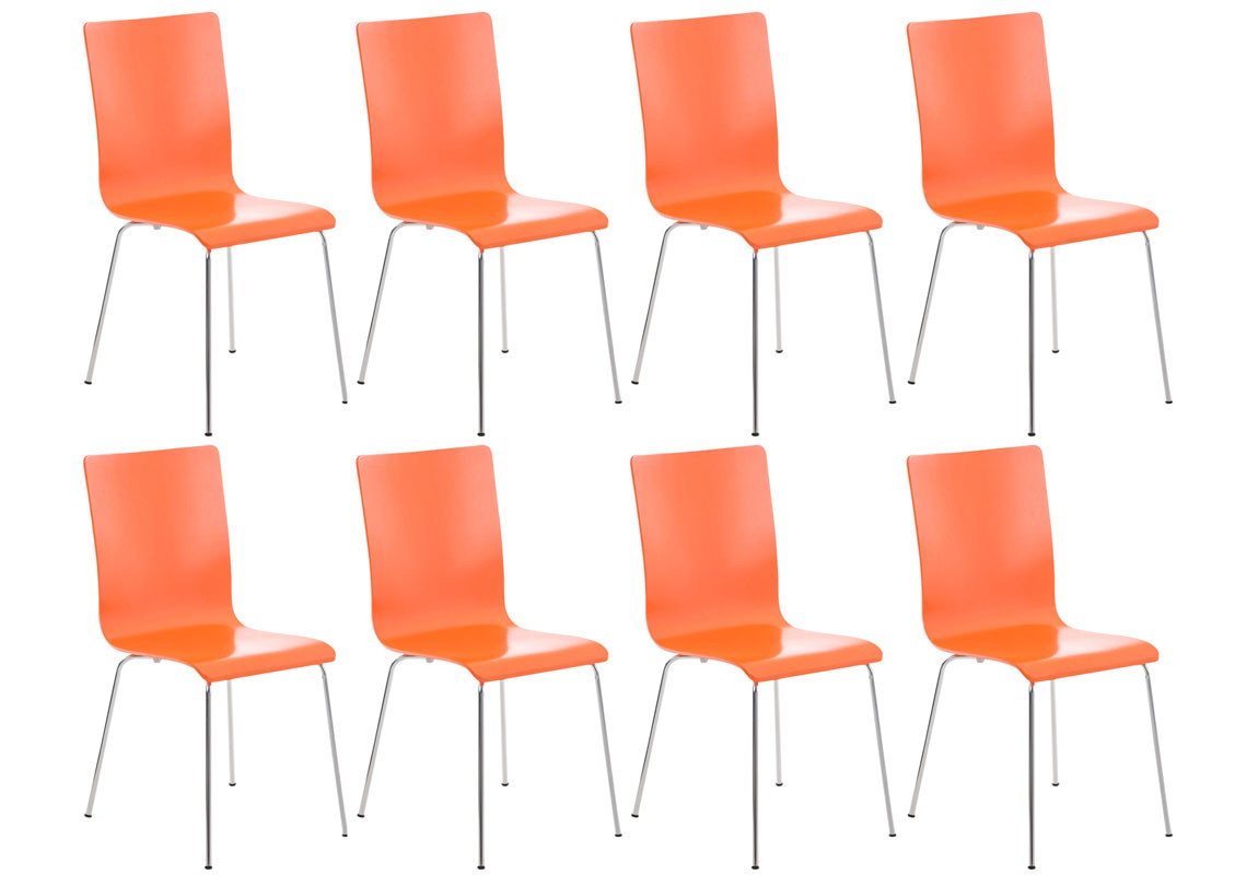 CLP Besucherstuhl Pepe (8er Set), ergonomisch geformter Holzsitz von CLP